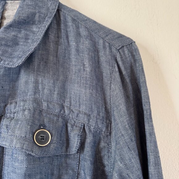 J. McLaughlin Linen Denim Color Shirt Jacket - Picture 6 of 10